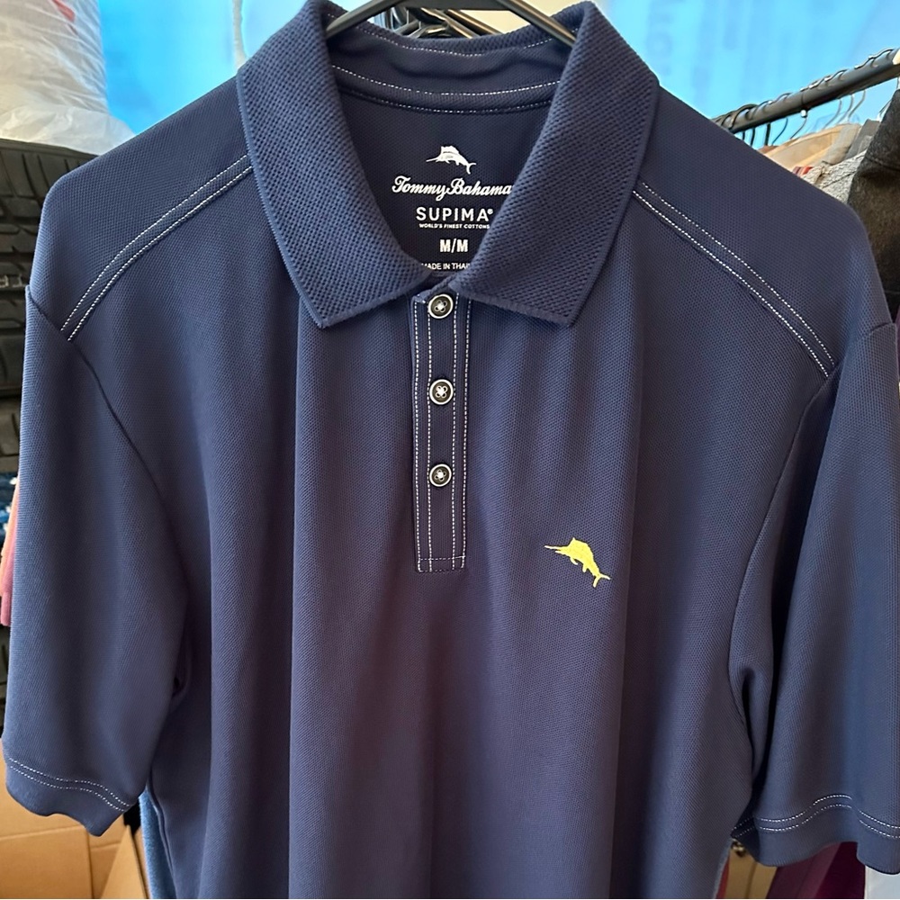 Tommy Bahama Custom Color Emfielder Navy Blue w Yellow Marlin Men’s Medium